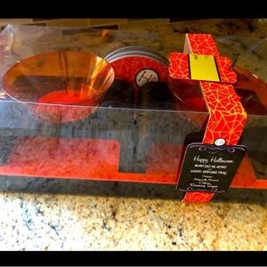 Vintage Martini Glass & Wooden Tray Server Set